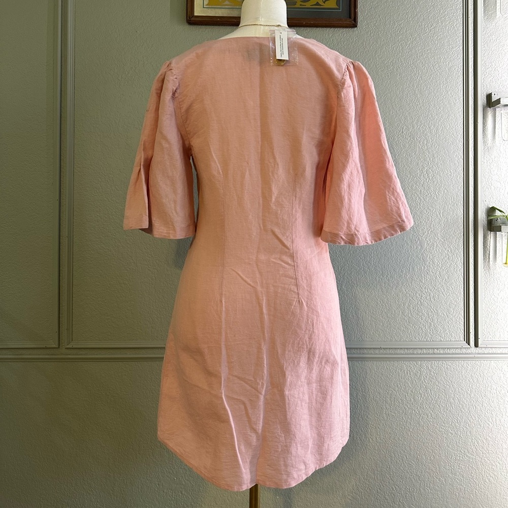 NWT TOPSHOP Blush Linen Blend Dress - SIZE 6 - Picture 3 of 9